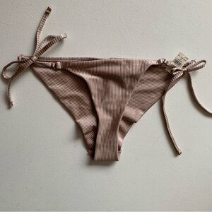 aerie Ribbed Tie-Side Bikini Bottoms in Mauve Taupe
